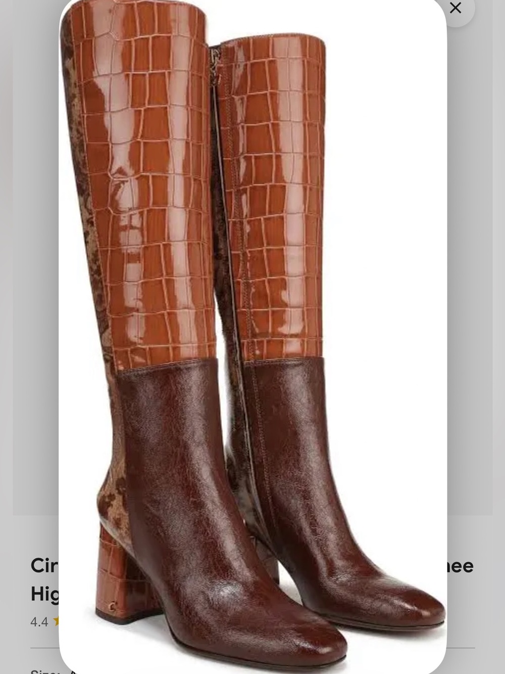 Circus by Sam Edelman Two-Tone Croc-Embossed Brown Knee Boots